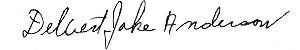 Delbert Jake Anderson signature USS Arizona