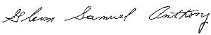 Glenn Samuel Anthony signature USS Arizona