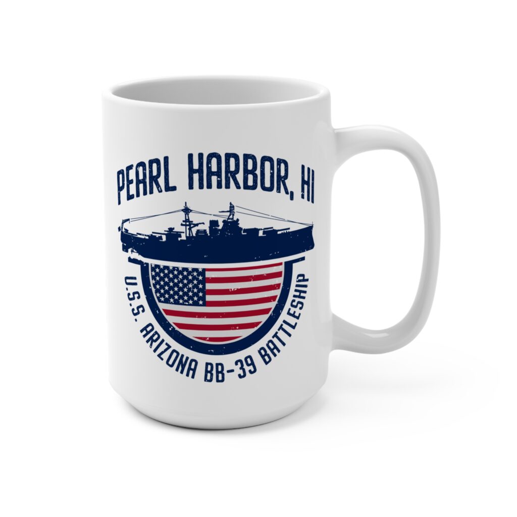 Pearl Harbor USS Arizona BB-39 White Ceramic Classic Mug 15oz