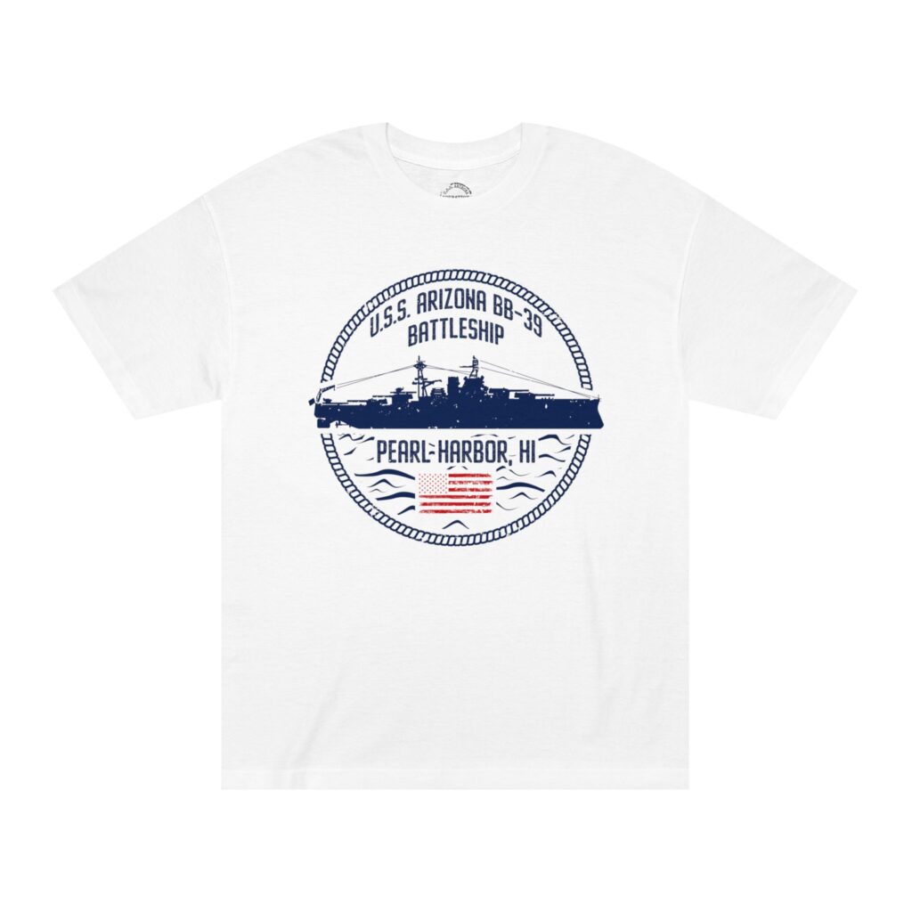 USS Arizona - Circle Patriotic Flag Front Logo Unisex Classic Tee