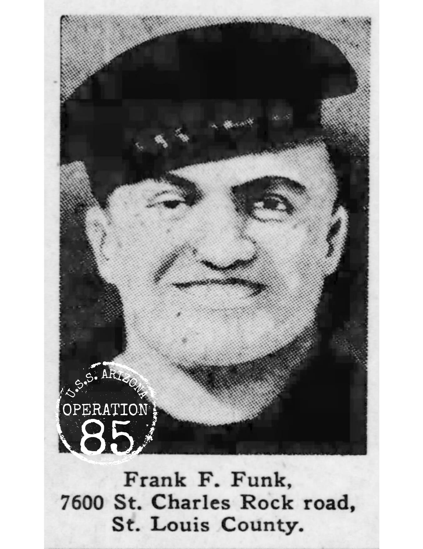 Frank Funk USS Arizona Newsclipping