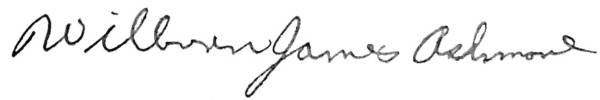 Wilburn James Ashmore USS Arizona signature