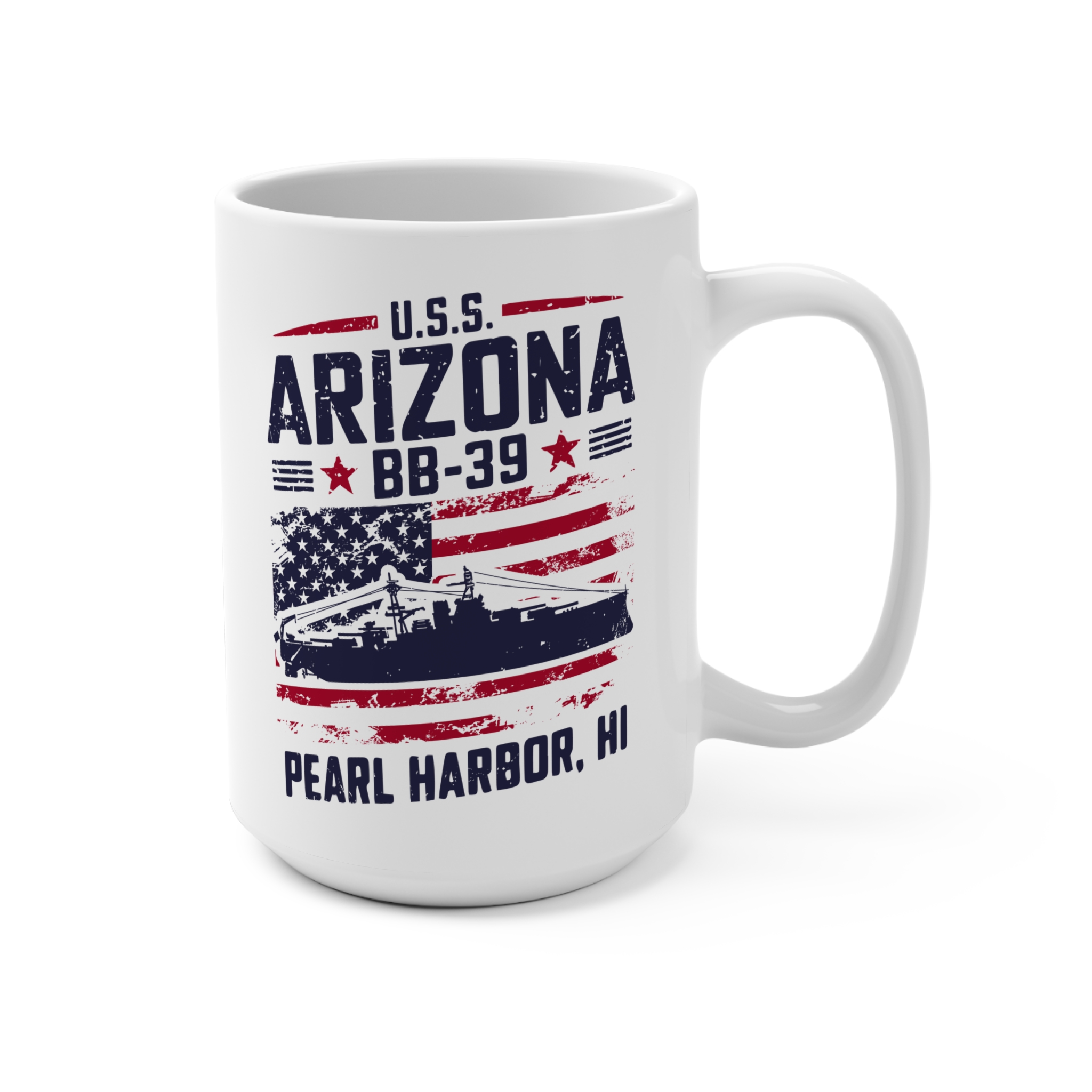 USS Arizona BB-39 White Ceramic Classic Mug 15oz
